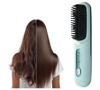 Go Brush Pro, Cordless Hair Straightener Brush,with LCD Temperature Display, USB Rechargeable Fast Heating Hairs Brush for Travel Portable Hair Straightener(Green)