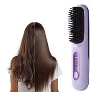Go Brush Pro, Cordless Hair Straightener Brush,with LCD Temperature Display, USB Rechargeable Fast Heating Hairs Brush for Travel Portable Hair Straightener(Purple)
