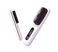 Go Brush Pro, Cordless Hair Straightener Comb, Portable Heated Straightening Brush with Ionic Technology, 3 Heat Settings & LED Screen, MCH Ceramic Heating for Frizz-Free Styling (White)