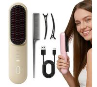 Go Brush Pro, Cordless Hair Straighteners, Portable Hair Straighteners, 30-Second Fast Heating,4 Temperature Settings,Dual MCH Ceramic Technology for All Hair Types,Travel,Work & Busy Mornings (Beige)