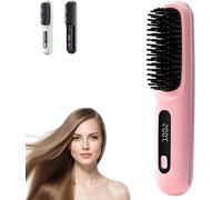 Go Brush Pro, Cordless Straight Hairbrush, Electric Hairbrush, Portable And Compact, Type-C Charging, 20 Seconds Quick Heating, Three-speed Adjustment(Pink)