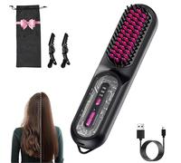 Go Brush Pro, Portable Cordless Hair Straightener Brush, 100 Million Negative Ions, 20S Fast Heat Up, 3 Temperature Settings, with a 9600mAh Battery, USB-C Charging, Travel-Friendly (Black)