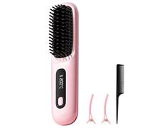 Go Brush Pro Portable Heated Comb with 3 Temperature Modes Cordless Hair Straightener Brush for Hairs Styling Travel