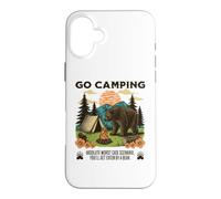 Go Camping Worst Case Scenario You Get Eaten By A Bear Humor Case for iPhone 16 Plus