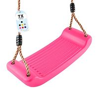 GO!elements Swing Bench Garden - Children's Swing Outdoor Indoor - Swing Seat Swing Board Swing for Children to Swing - Height Adjustable - Non-Slip - Colour: Pink