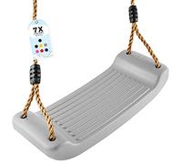 GO!elements Swing - Grey, Non-Slip, Height Adjustable, 75 kg Weight Capacity, Wood Material, Indoor-Outdoor Use, Swing for Children