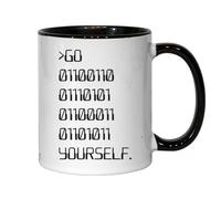 Go F*ck Yourself in Binary Ceramic Tea Coffee Mug Black
