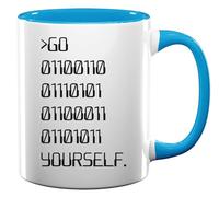 Go F*ck Yourself in Binary Ceramic Tea Coffee Mug Light Blue