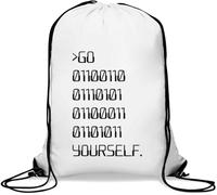 Go F*ck Yourself In Binary Gym Sack Casual Drawstring Bag White