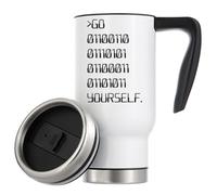 Go F*ck Yourself in Binary Vacuum Insulated Thermal Travel Coffee Mug 480ml White