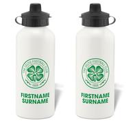 Go Find A Gift Personalised Celtic Football Bold Crest Sports Water Bottle - 600ml White Bottle Back to School Birthdays Christmas