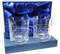 Go Find A Gift Personalised Crystal Whisky Glass Tumblers Set of 2 In Presentation Box