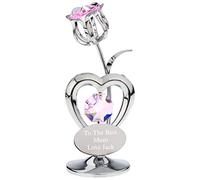 Go Find A Gift Personalised Engraved Crystocraft Flower Ornament with Pink Crystals