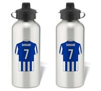 Go Find A Gift Personalised Football Shirt Design Aluminium Water Bottle for Brighton and Hove Albion FC fans - 600ml - Silver Bottle