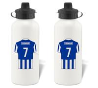 Go Find A Gift Personalised Football Shirt Design Aluminium Water Bottle for Brighton and Hove Albion FC fans - 600ml - White Bottle