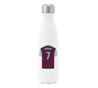 Go Find A Gift Personalised Football Shirt Design Insulated Water Bottle for Burnley supporters, 500ml capacity - White - Stainless Steel - Great for Clarets fans