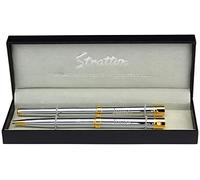 Go Find A Gift Personalised Stratton Rollerball and Ballpoint Pen Set - Silver and Gold