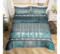 Go Fishing Bedding Set Fishing Line Fish Comforter Cover Fishing Gifts for Men,Rustic Wooden Plank Duvet Cover Fishings Rods Bed Sets Double,Fish Fancier Room Decor Dad Gift for Fathers Day,Teal Grey