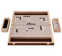 Go Game Folding Compact Goban 36.5 x 23 x 5 cm - Traditional Japanese Strategy Board Game with 361 Plastic Stones and Felt Bag 250415