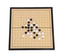 Go Game Set, with Magnetic Pieces Folding Board and Storage Boxes, Single Convex Go Stones for Enhancing Strategic Skills and Focus(Yellow+Black,A)