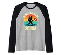 Go Get Em Diver Scuba Sasquatch Sunset Diving Raglan Baseball Tee