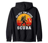 Go Get Em Diver Scuba Sasquatch Sunset Diving Zip Hoodie