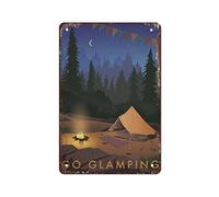 Go Glamping Wall Art Print Outdoor Camping Vintage Metal Tin Signs Metal Plate Tin Sign Camping Metal Plaque Poster For Cafe Bar Pub Wall Decor Art Tin Sign Decor Gifts For Men Women Girls 8x12