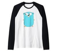 Go Golang Programming Language Logo Mascot Gopher Raglan Baseball Tee