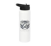 Go Gray in May Brain Tumor Cancer Awareness Day Grey Ribbon Stainless Steel Insulated Water Bottle