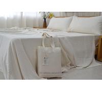 GO GREEN ORGANICS Muslin Throw Family Blanket, 4 Layer Organic Cotton, Soft, Lightweight, Sustainable Production, Modern Minimalist (Ivory, Twin)