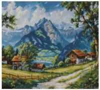 Go Hiking Cotton Cross Stitch Kits, 14ct,150x150 Stitch, 26x26cm, Green Landscape Sight Seeing View Counted Cross Stitch kit