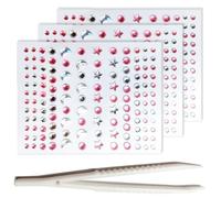 Go Ho 3 Sheets of Pink and White Self Adhesive Face Hair Gems Rhinestones,Face Glitter Eye Gems Diamonds Rhinestones Crystals Hair Jewels Sticker on Face Jewels for Festival