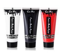 Go Ho Clown White Black Red Face Body Paint,Water Based Body Paint for Halloween Joker Clown Dress Up SFX Cosplay Makeup,Non Toxic Easy to Remove Face Painting Kit
