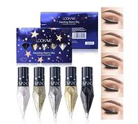 Go Ho Glitter Liquid Eyeliner Colorful Set,5 Colors Metallic Shimmer White Black Silver Gold Diamond Eyeliner,Glitter Eye Liner Sticks,Waterproof Long Lasting Sparkle Eye Makeup
