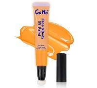 Go Ho Glow UV Neon Gold Face Body Paint,Water Based Bright Color Neon Fluorescent Body Paint with Cushion Applicator,Glow In The Dark Under UV Lighting Party Halloween Makeup Washable