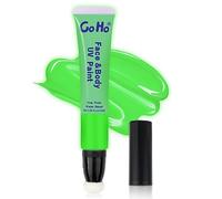 Go Ho Glow UV Neon Green Face Body Paint,Water Based Bright Color Neon Fluorescent Body Paint with Cushion Applicator,Glow In The Dark Under UV Lighting Party Halloween Makeup Washable