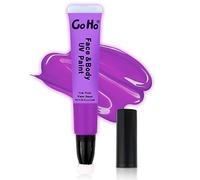 Go Ho Glow UV Neon Purple Face Body Paint,Water Based Bright Color Neon Fluorescent Body Paint with Cushion Applicator,Glow In The Dark Under UV Lighting Party Halloween Makeup Washable