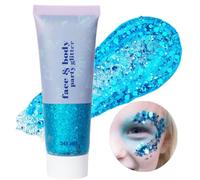 Go Ho Light Blue Face Body Glitter Gel,Mermaid Holographic Long Lasting Chunky Sequins Glitters for Eye Lip Hair Nails,Festival Rave Accessories,52g