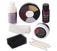 Go Ho Liquid Latex SFX Makeup Kit for Fake Scars Wounds Burns Clown Zombie With 6 Color Wheel Clown White Face Body Paint Stage Blood Coagulated Blood Gel and Sponges Q-tips