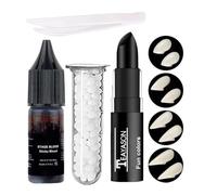 Go Ho Vampire Fangs Teeth with Adhesive and Fake Blood Makeup,Sticky Vampire Blood,Black Lipstick,4 Pairs 4 Sizes Fangs,Vampire Accessories for Halloween Costumes Cosplay