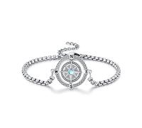 Go in the Direction of Your Dream Compass Bracelet for Women Girls, 925 Sterling Silver Nautical Compass Inspirational Graduation Gifts Going Aways Gifts Retirement Gifts Compass Gifts,9"