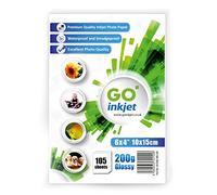 Go Inkjet Photo Paper 6x4 " 10x15 cm Glossy 100 Sheets, 200 GSM for HP Canon Epson Inkjet Printers to Print Photographs