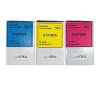 Go Inks 1 C/M/Y Set of 3 Laser Toner Cartridges to replace HP CF381A/CF382A/CF383A Compatible/non-OEM for HP Colour Laserjet Pro Printers