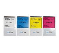 Go Inks 1 Set of 4 Laser Toner Cartridges to replace HP CF380X/CF381A/CF382A/CF383 Compatible/non-OEM for HP Colour Laserjet Pro Printers