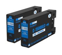 Go Inks 2 Cyan Ink Cartridges to replace PGI-1500XLC Compatible/non-OEM for PIXMA Printers
