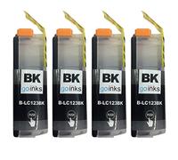 Go Inks 4 Black Ink Cartridges to replace Brother LC123Bk Compatible/non-OEM for Brother DCP & MFC Printers