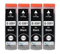 Go Inks 4 Black Ink Cartridges to replace Epson T3351 (33XL Series) Compatible/non-OEM for Epson Expression Premium Printers, High Capacity (XL), E-T3351-4