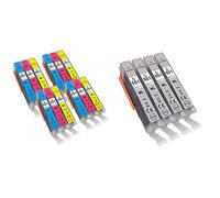 Go Inks 4 C/M/Y Set of 3 Ink Cartridges to replace Canon CLI-551 Compatible/non-OEM for PIXMA Printers (12 Pack) & Grey Ink Cartridges to repalce Canon CLI-551GY Compatible/non-OEM for PIXMA Printers