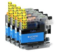 Go Inks 4 Cyan Ink Cartridges to replace Brother LC123C Compatible/non-OEM for Brother DCP and MFC Printers