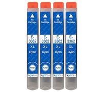 Go Inks 4 Cyan Ink Cartridges to replace Epson T3362 (33XL Series) Compatible/non-OEM for Epson Expression Premium Printers, High Capacity (XL)